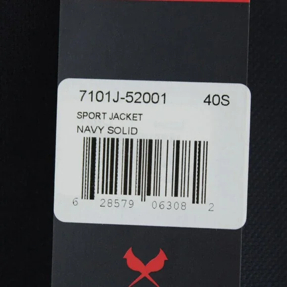 Cardinal of Canada NWT 100% Wool Sport Coat Size 40S US In Solid Navy Blue